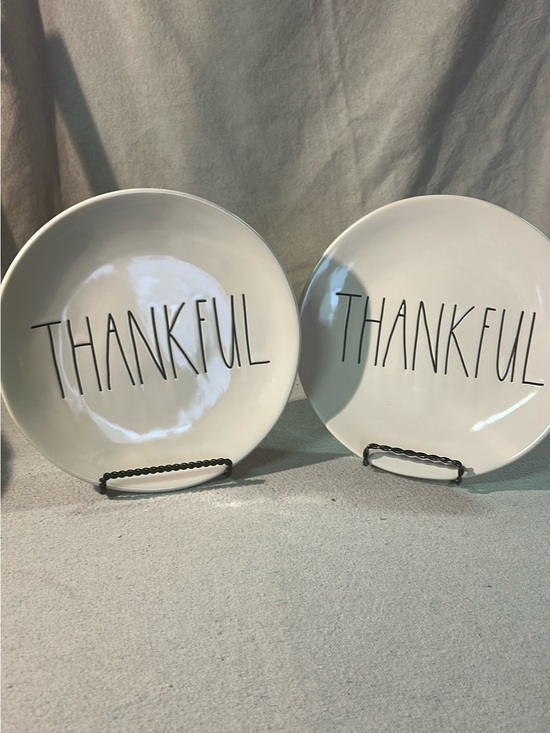 Rae Dunn Other - Rae Dunn White 'THANKFUL' Ceramic Dinner Plates - Pair